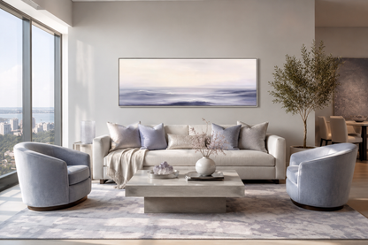 Purple Ocean Waves Long Horizontal Coastal Canvas Wall Art