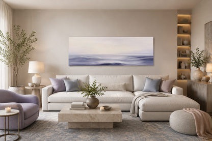 Purple Ocean Waves Long Horizontal Coastal Canvas Wall Art