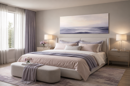 Purple Ocean Waves Long Horizontal Coastal Canvas Wall Art