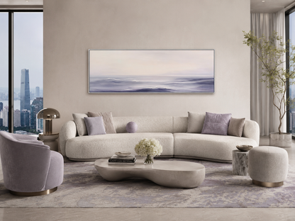 Purple Ocean Waves Long Horizontal Coastal Canvas Wall Art