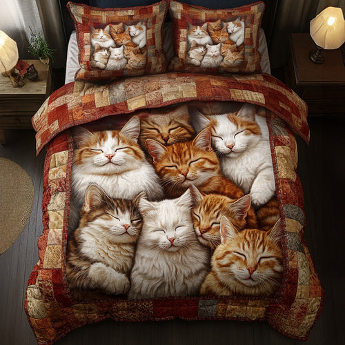 Purrfect Slumber 3-Piece Quilted Bedding Set - Single (59" x 70")