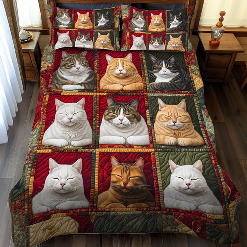 Purrfect Sleep 3-Piece Quilted Bedding Set - Single (59" x 70")