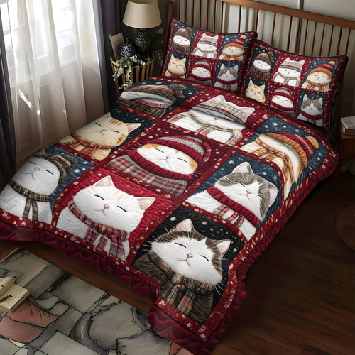 Purrfectly Cozy Cats 3-Piece Quilted Bedding Set - Single (59" x 70")