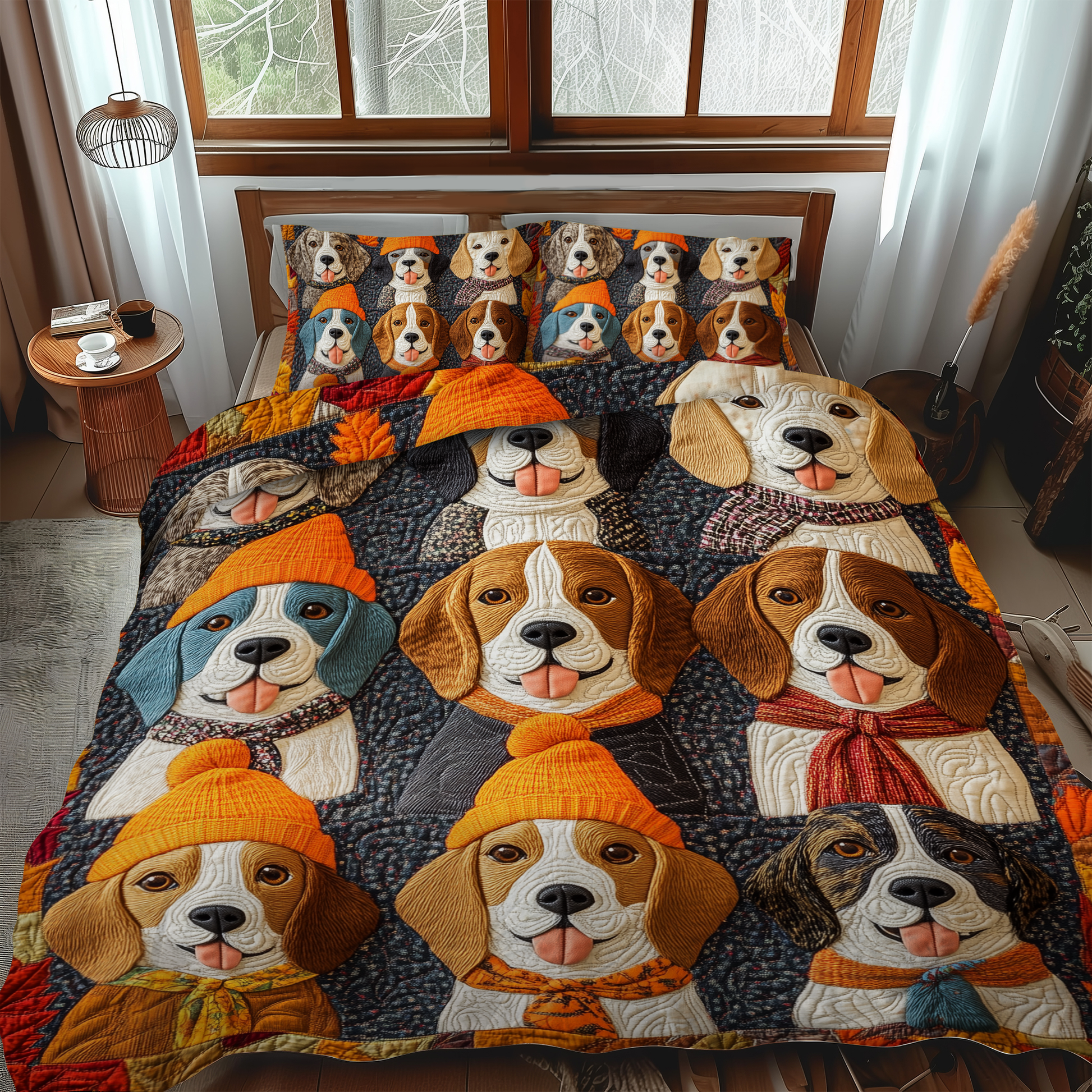 Quirky Beagle 3-Piece Quilted Bedding Set - Single (59" x 70")