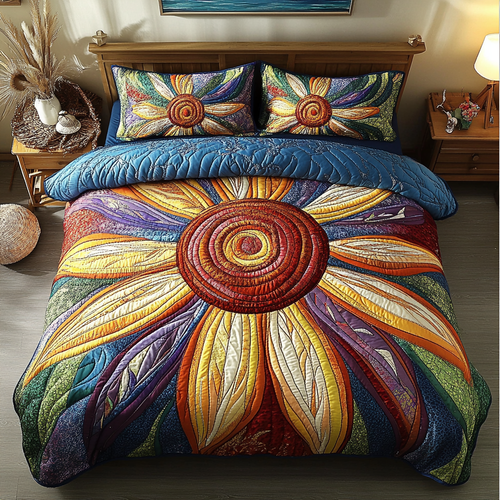 Radiant Bloom 3-Piece Quilted Bedding Set - Single (59" x 70")