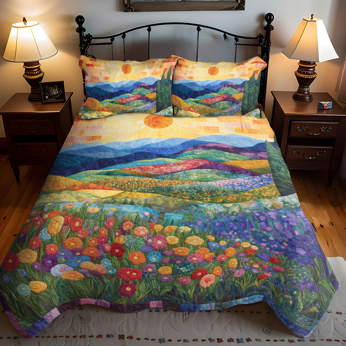 Radiant Rays 3-Piece Quilted Bedding Set - Single (59" x 70")