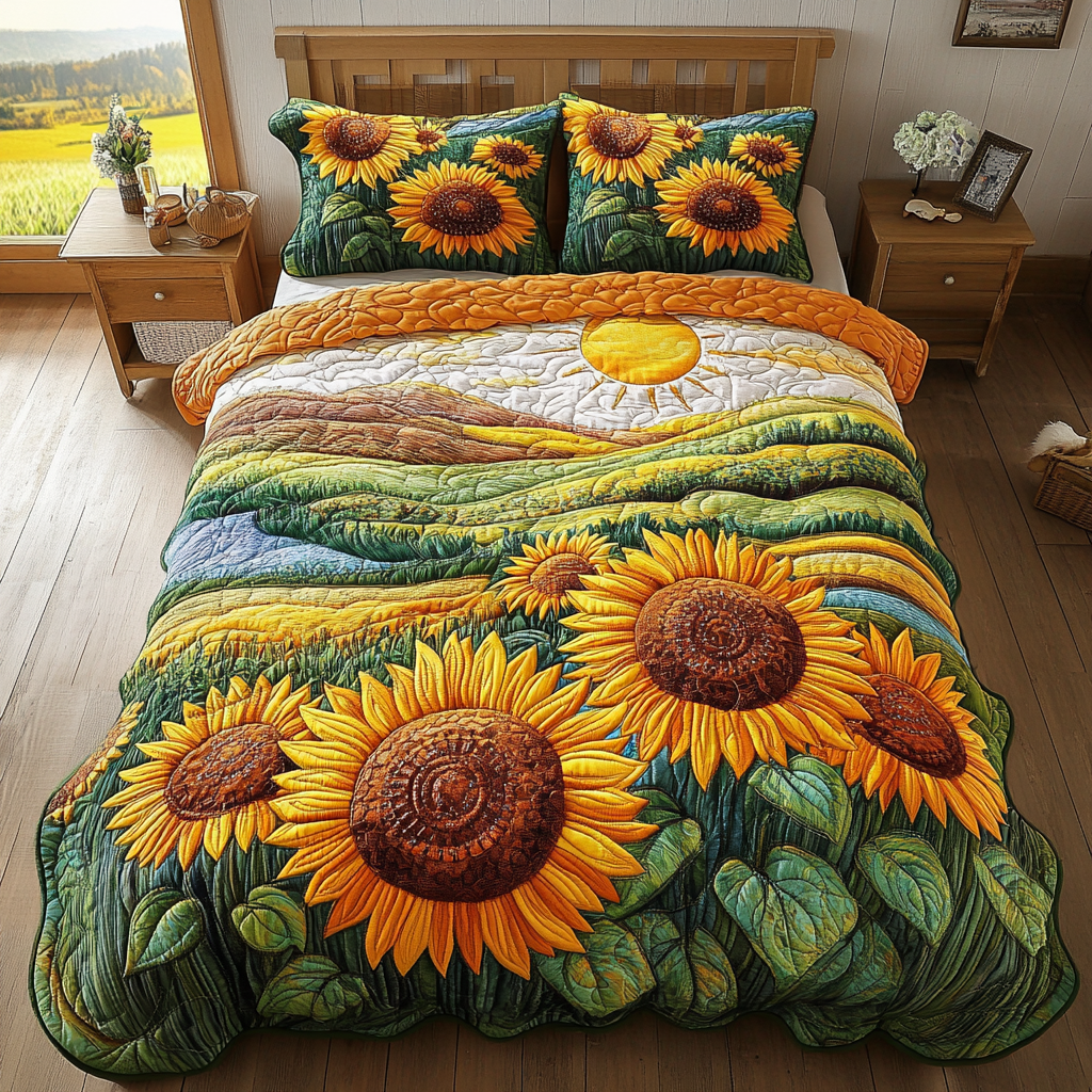Radiant Retreat 3-Piece Quilted Bedding Set - Single (59" x 70")