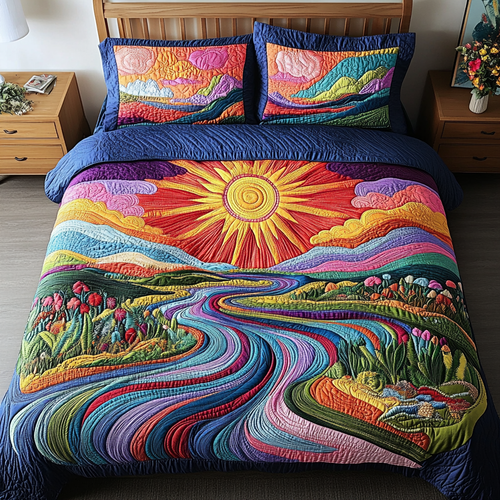Radiant Sunrise 3-Piece Quilted Bedding Set - Single (59" x 70")