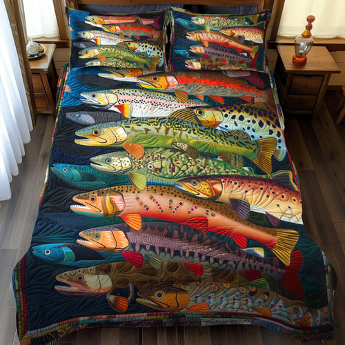 Rainbow Trout Fantasy 3-Piece Quilted Bedding Set - Single (59" x 70")