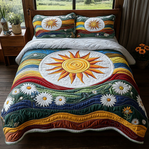 Rainbow Bloom 3-Piece Quilted Bedding Set - Single (59" x 70")