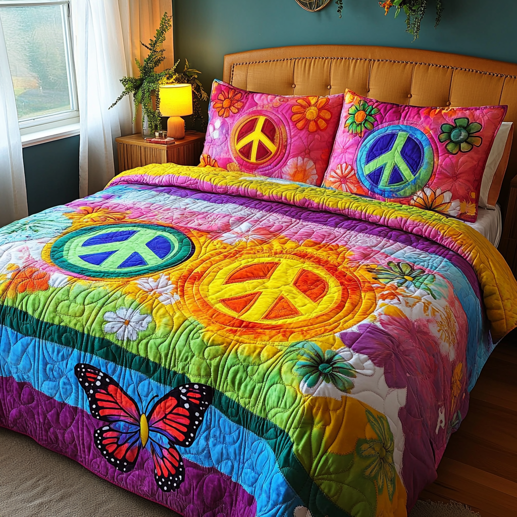 Rainbow Groove 3-Piece Quilted Bedding Set - Single (59" x 70")