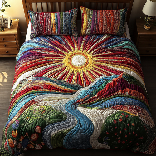 Rainbow River 3-Piece Quilted Bedding Set - Single (59" x 70")