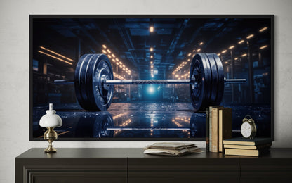 Realistic Barbell Painting Gym Framed Canvas Wall Art