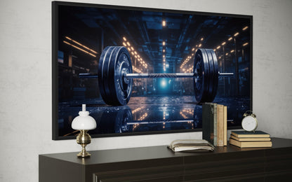 Realistic Barbell Painting Gym Framed Canvas Wall Art