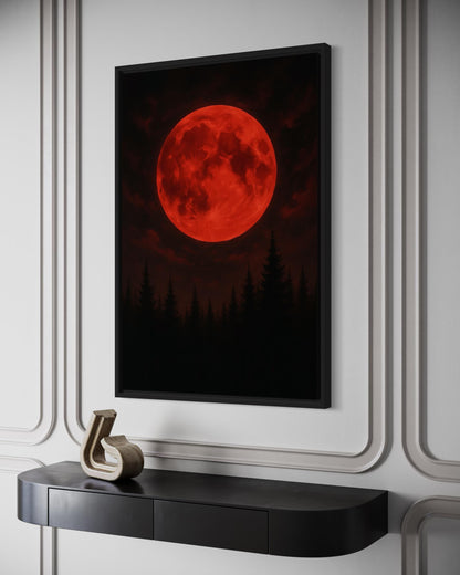 Red Bloody Moon Gothic Canvas Wall Art