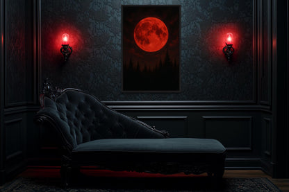 Red Bloody Moon Gothic Canvas Wall Art