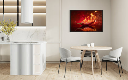 Red Flaming Chili Pepper Kitchen Wall Decor Canvas Wall Art