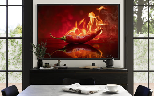 Red Flaming Chili Pepper Kitchen Wall Decor Canvas Wall Art