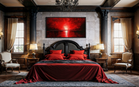 Red Ocean Sunset Framed Canvas Wall Art