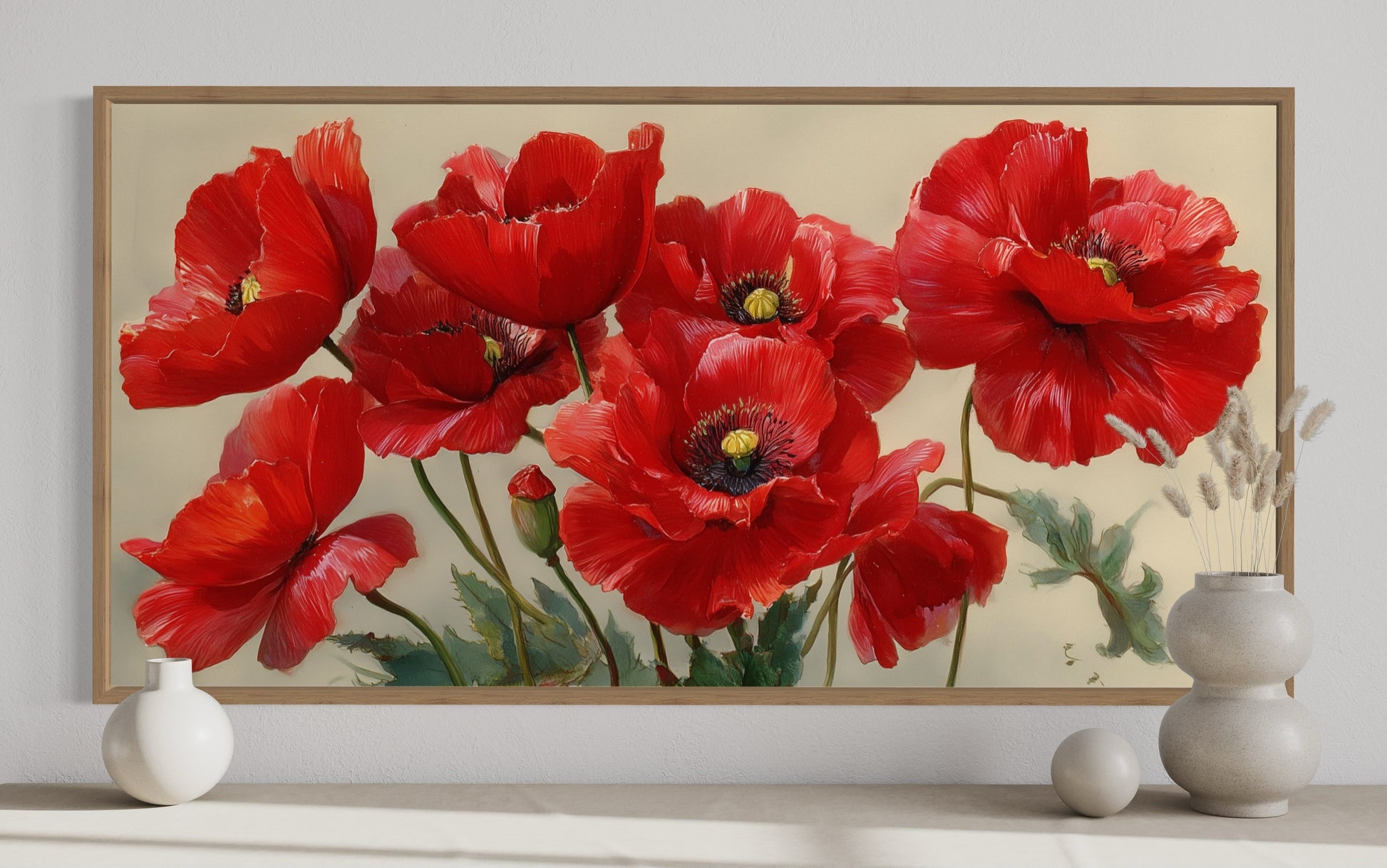Red Poppies Framed Canvas Wall Art