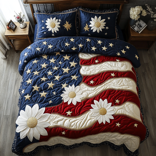 Red Glory 3-Piece Quilted Bedding Set - Single (59" x 70")