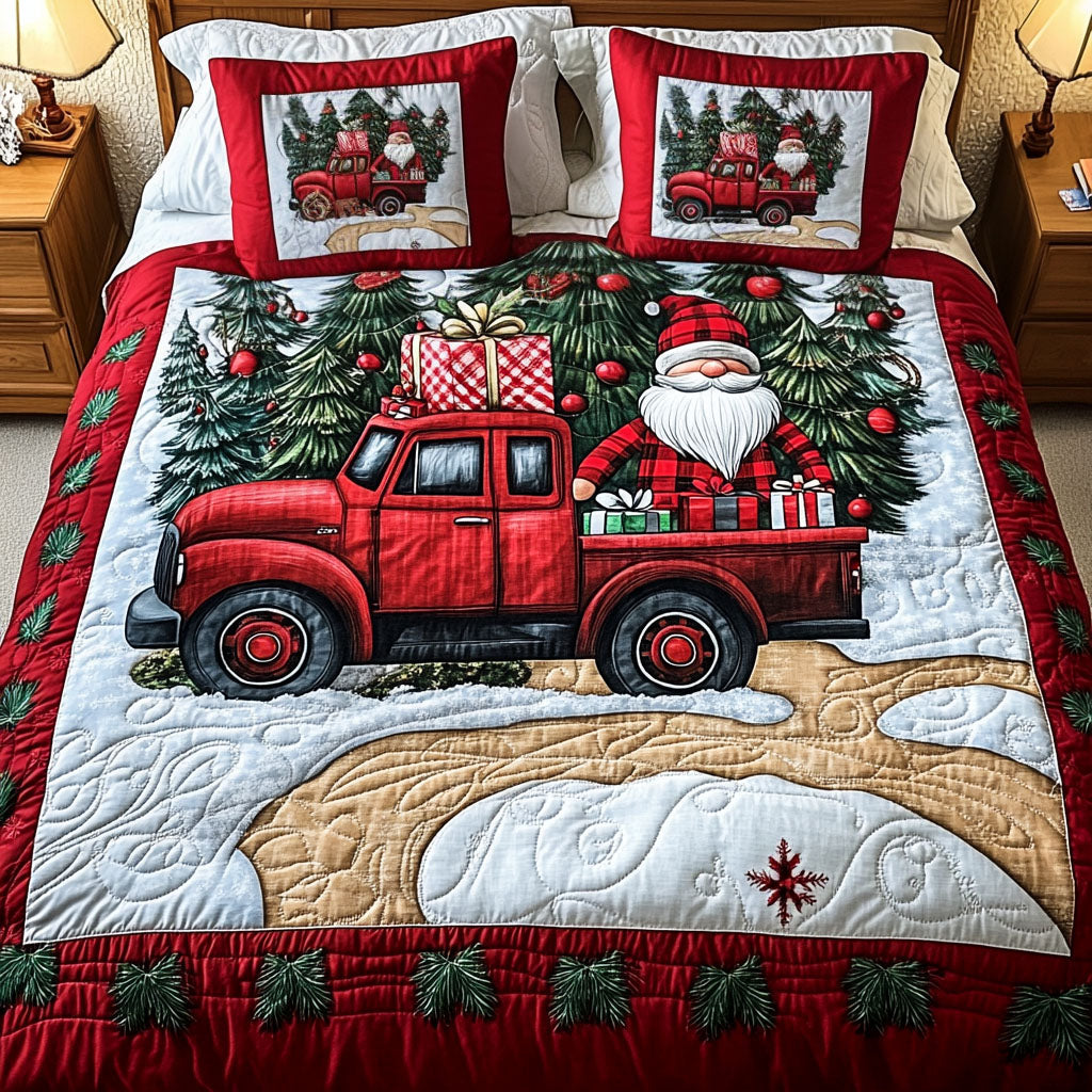 Red n Evergreen Joy 3-Piece Quilted Bedding Set - Single (59" x 70")