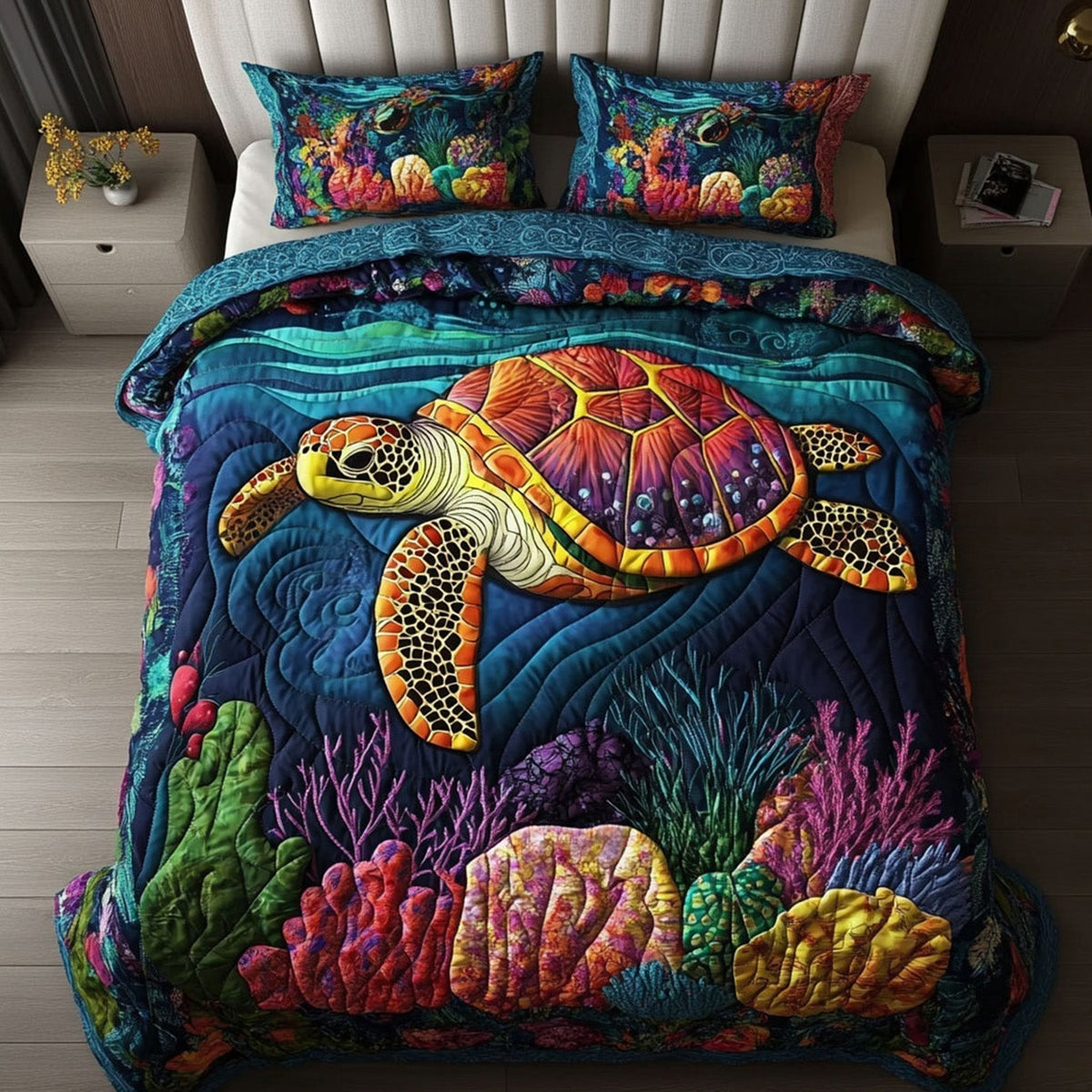 Reef Roamer 3-Piece Quilted Bedding Set - Single (59" x 70")