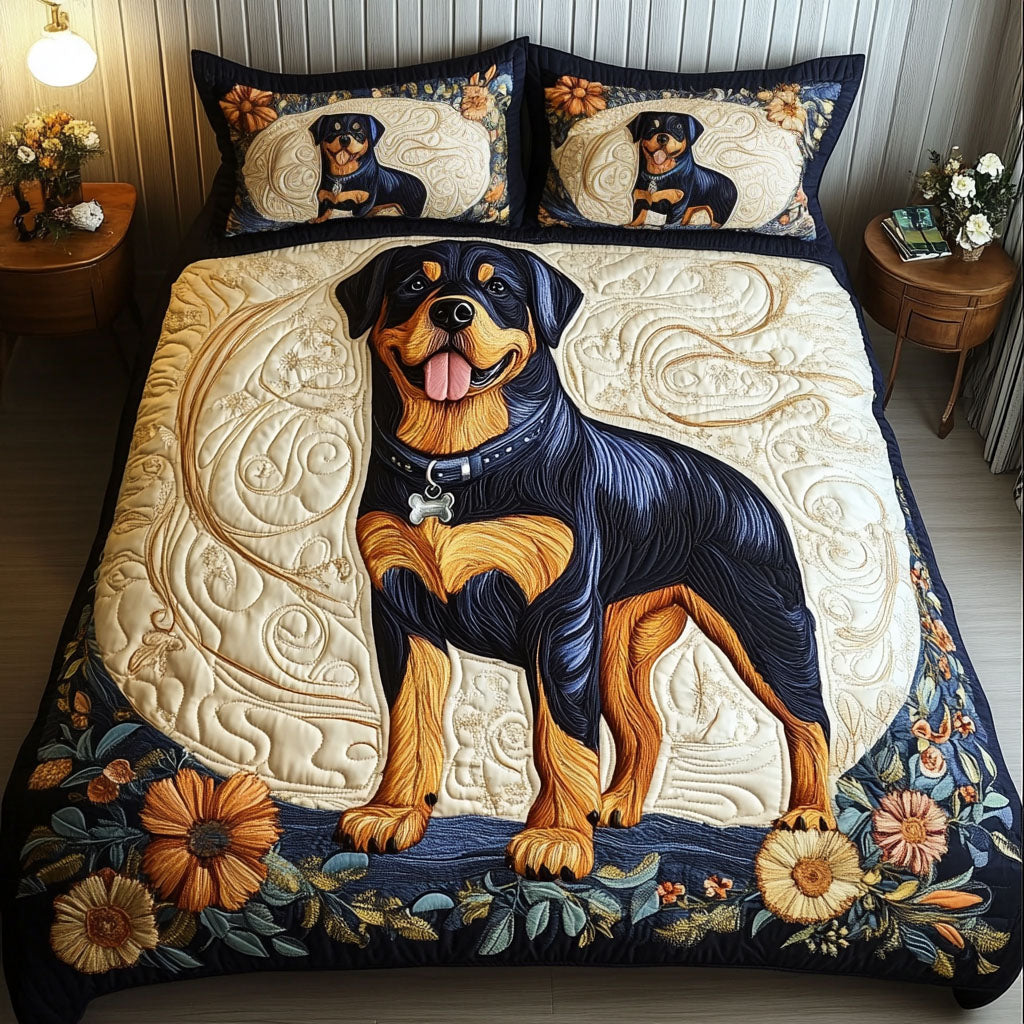 Regal Rottie 3-Piece Quilted Bedding Set - Single (59" x 70")