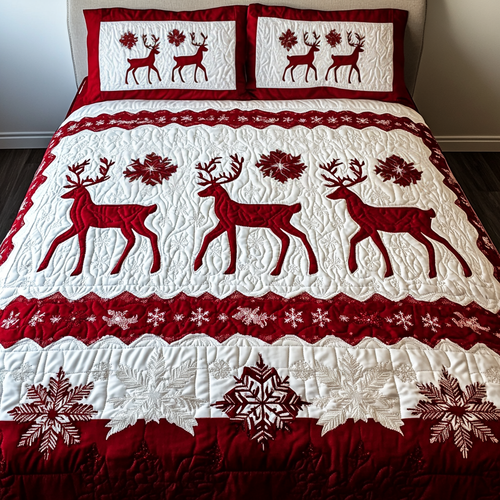 Reindeer Rendezvous 3-Piece Quilted Bedding Set - Single (59" x 70")