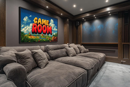 Retro Pixel Game Room Sign Canvas Wall Art