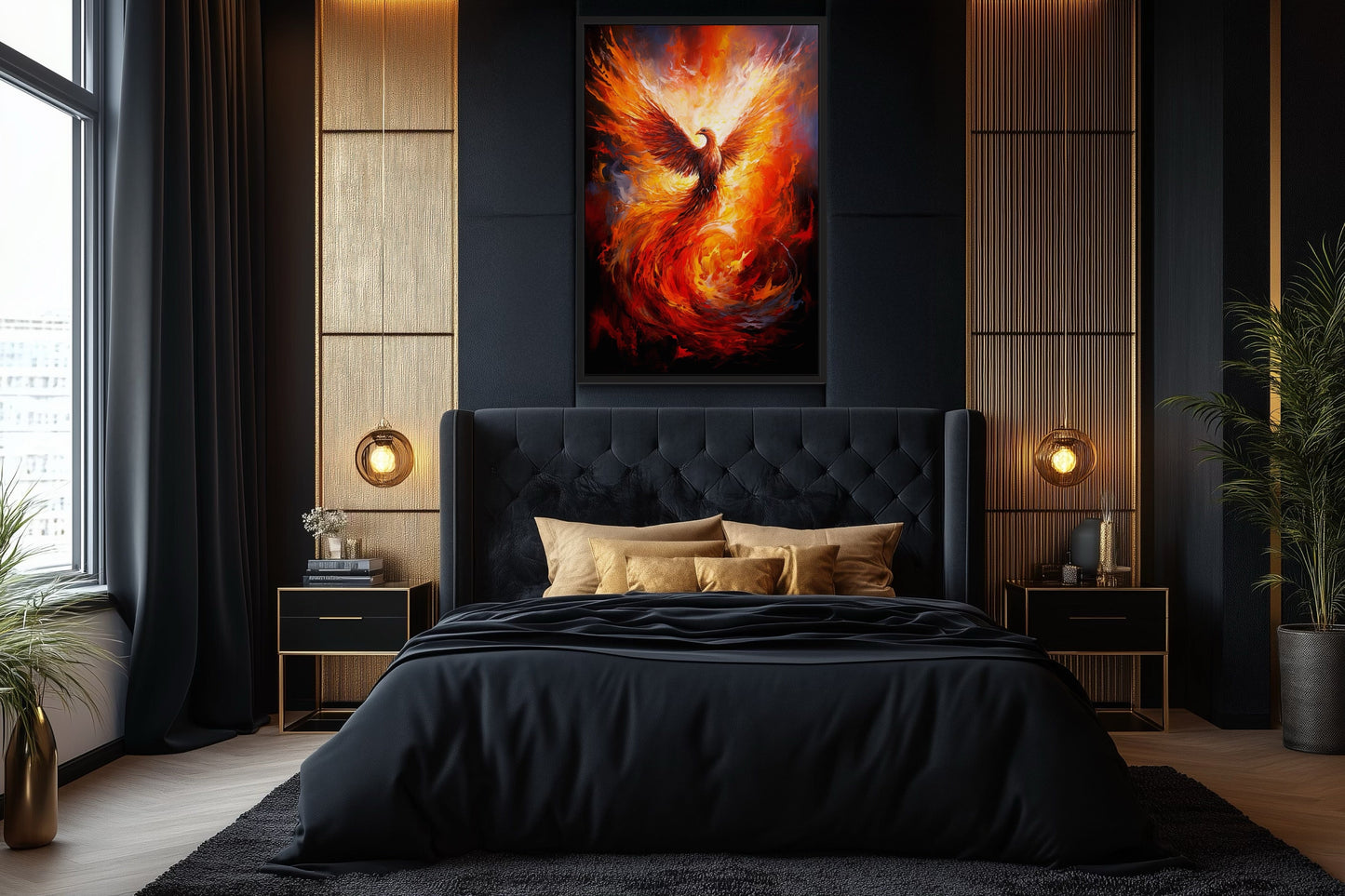 Rising Phoenix Framed Canvas Wall Art