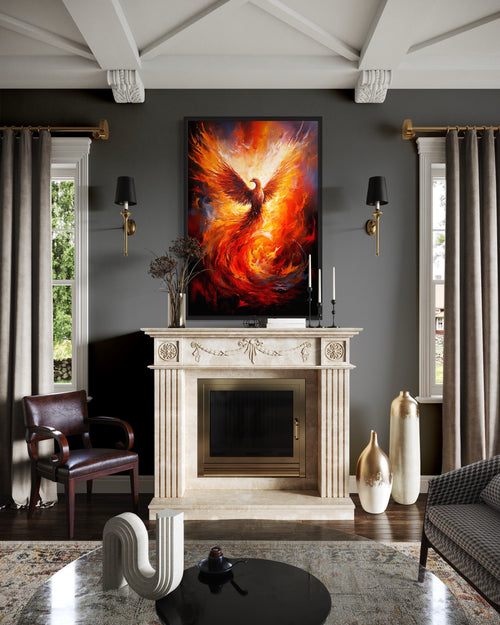 Rising Phoenix Framed Canvas Wall Art
