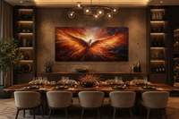 Rising Phoenix Extra Large Orange Framed Canvas Wall Art For Living Room Or Dining
