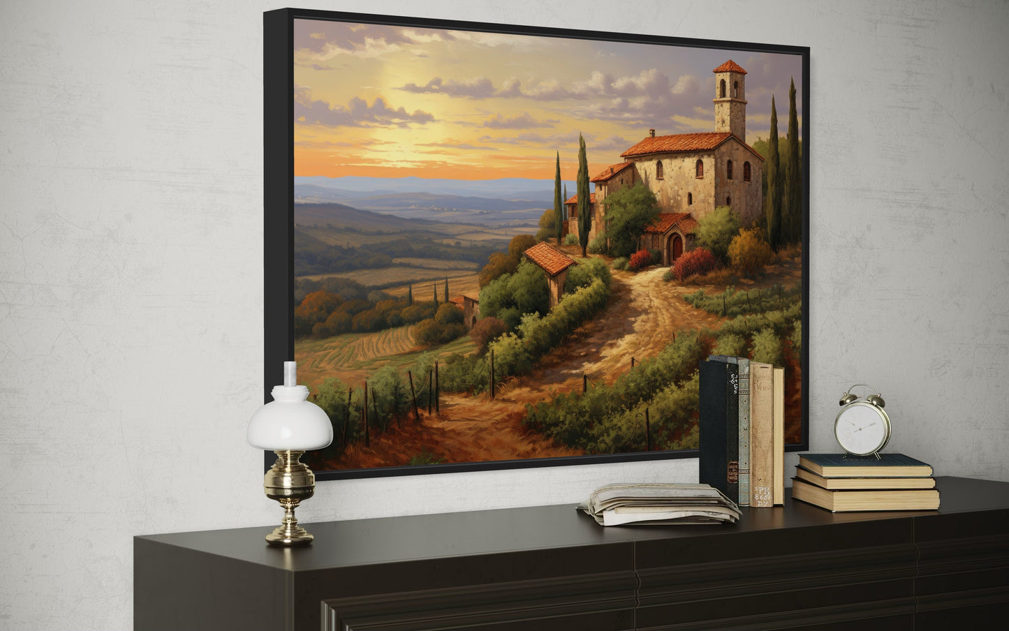 Rolling Hills Of Tuscany Italy Framed Canvas Wall Art