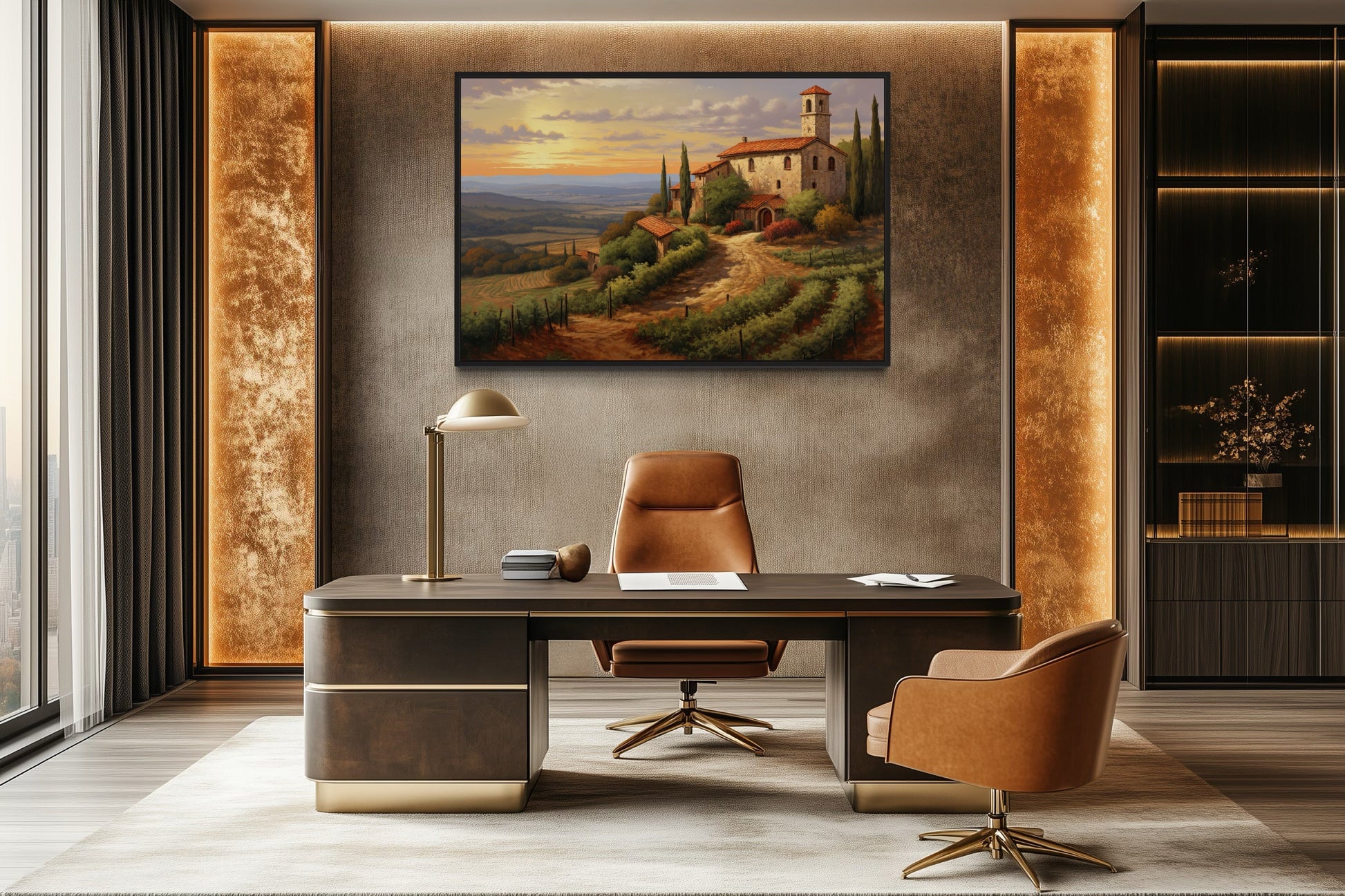 Rolling Hills Of Tuscany Italy Framed Canvas Wall Art