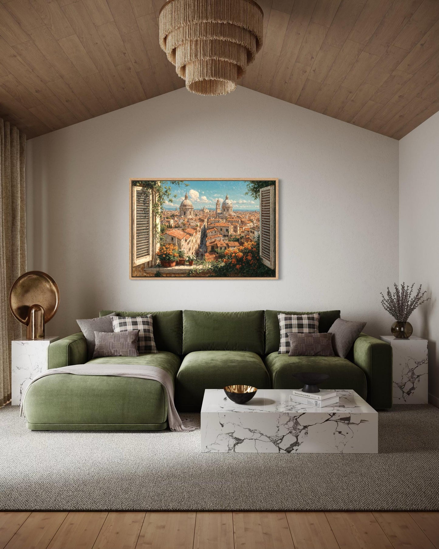 Rome Skyline Window View Canvas Wall Art