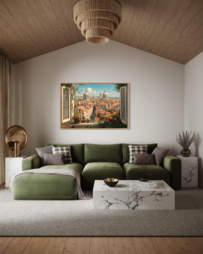 Rome Skyline Window View Canvas Wall Art