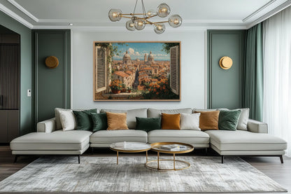 Rome Skyline Window View Canvas Wall Art