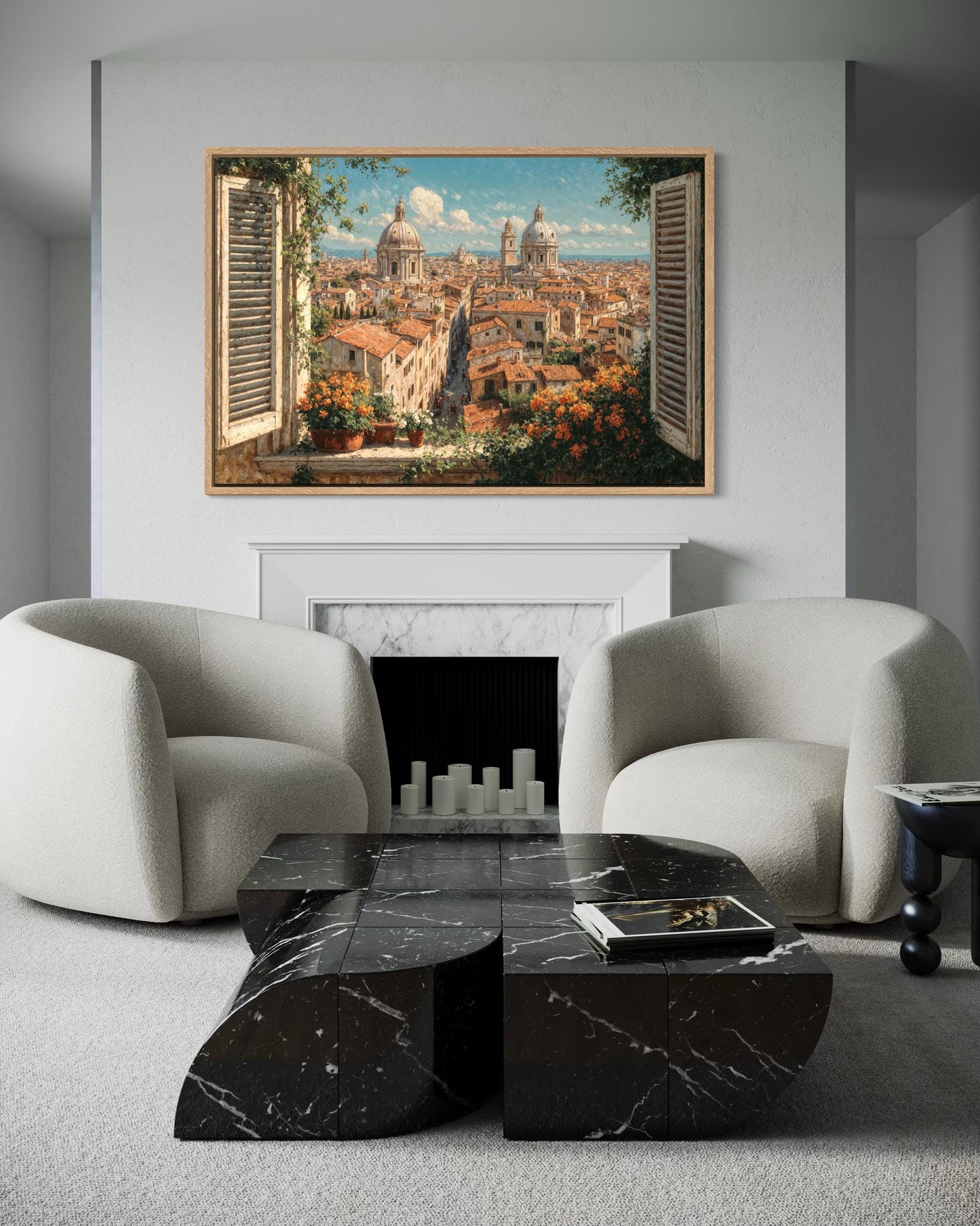 Rome Skyline Window View Canvas Wall Art