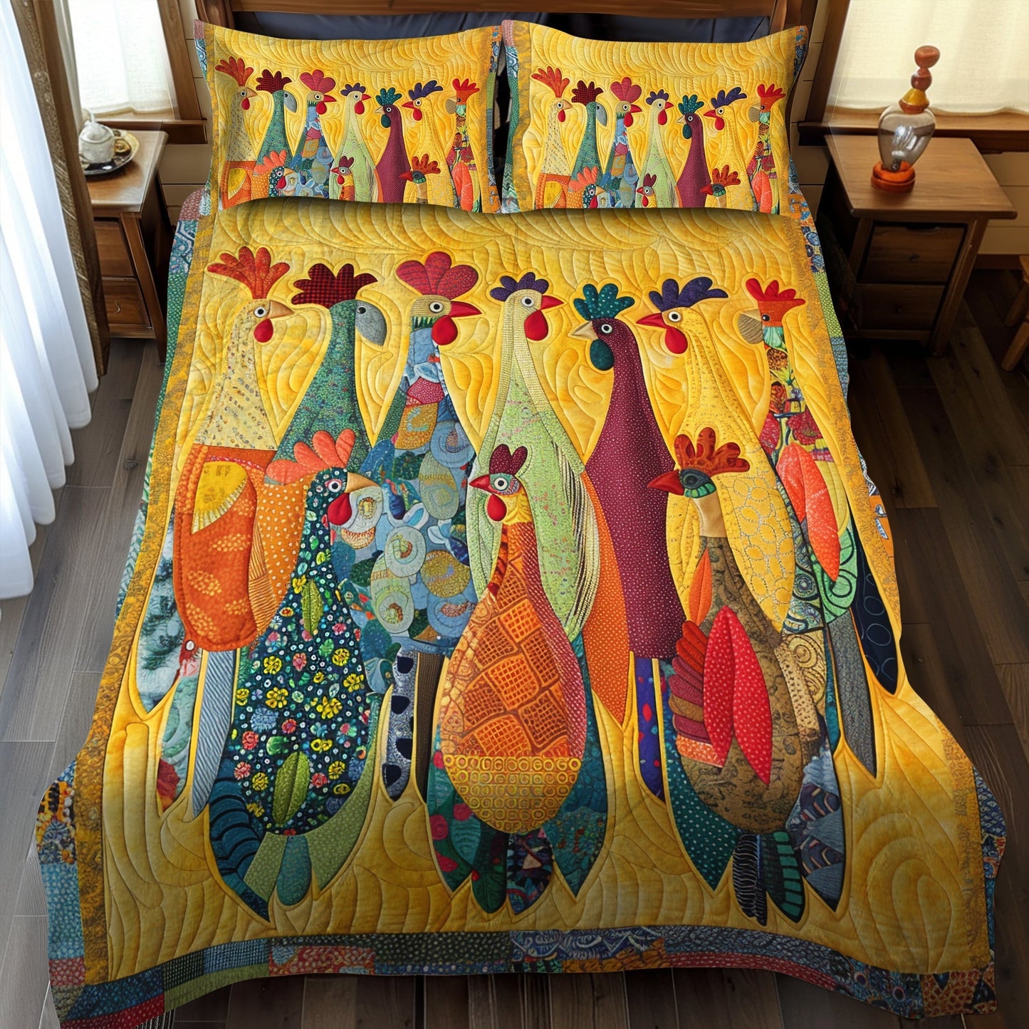 Single (59'' x 70'') /Whimsy Night Farm 3-Piece Quilted Bedding Set