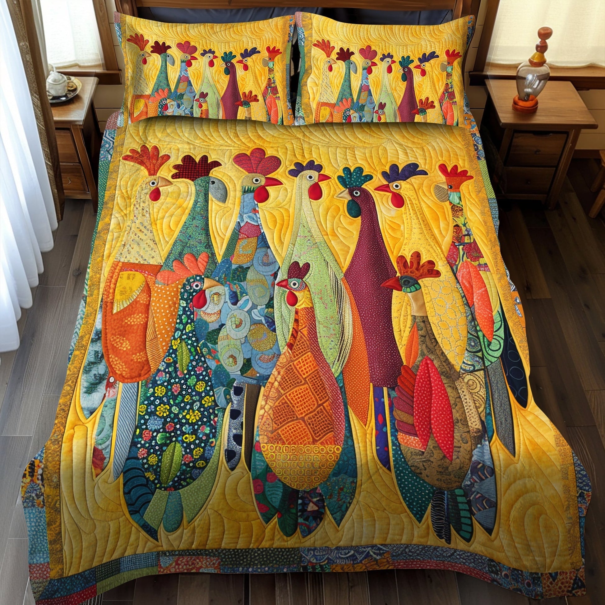Single (59'' x 70'') /Whimsy Night Farm 3-Piece Quilted Bedding Set