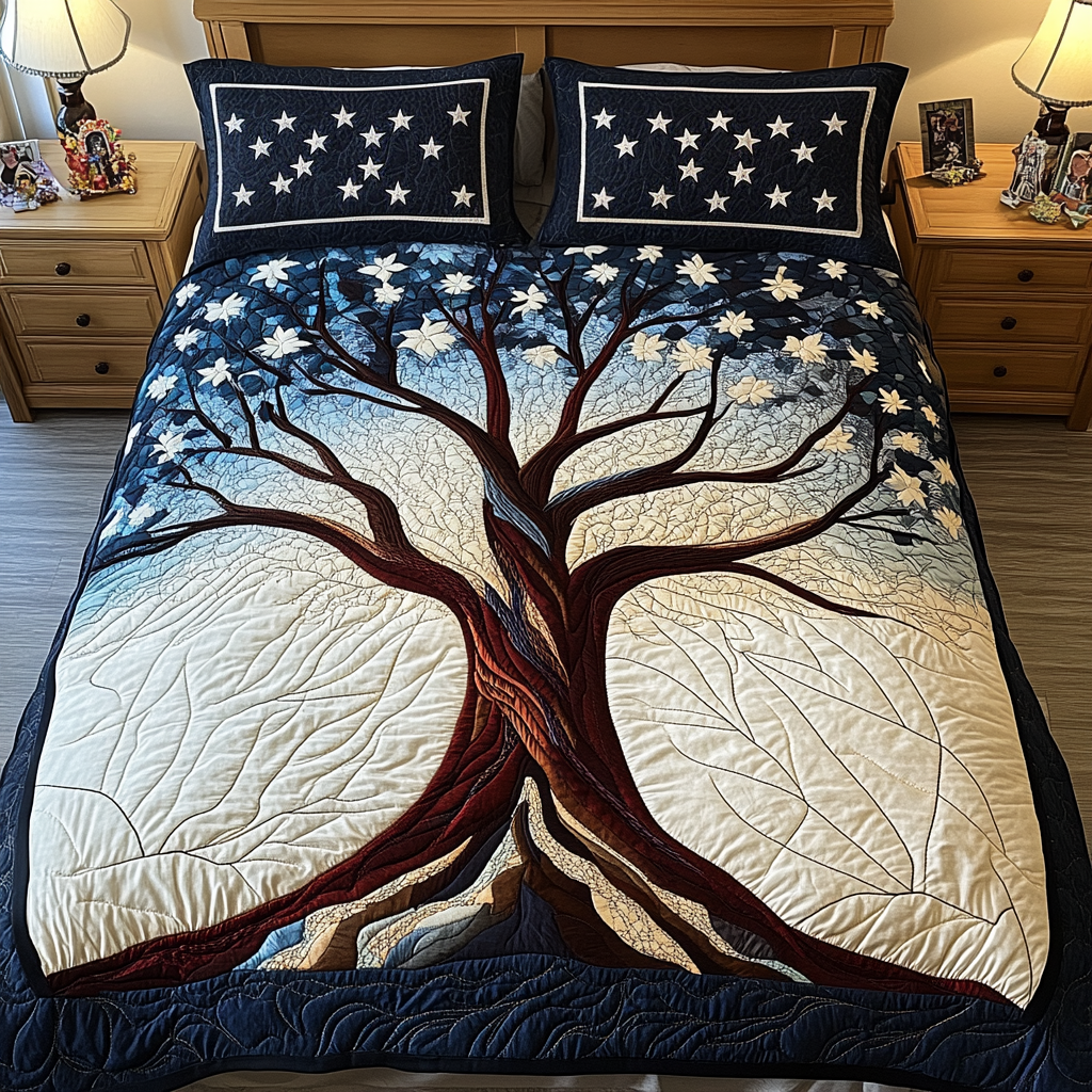 Roots and Branches 3-Piece Quilted Bedding Set - Single (59" x 70")