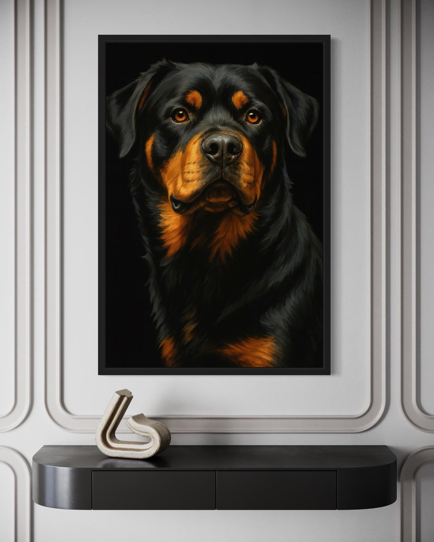 Rottweiler Realistic Portrait Canvas Wall Art