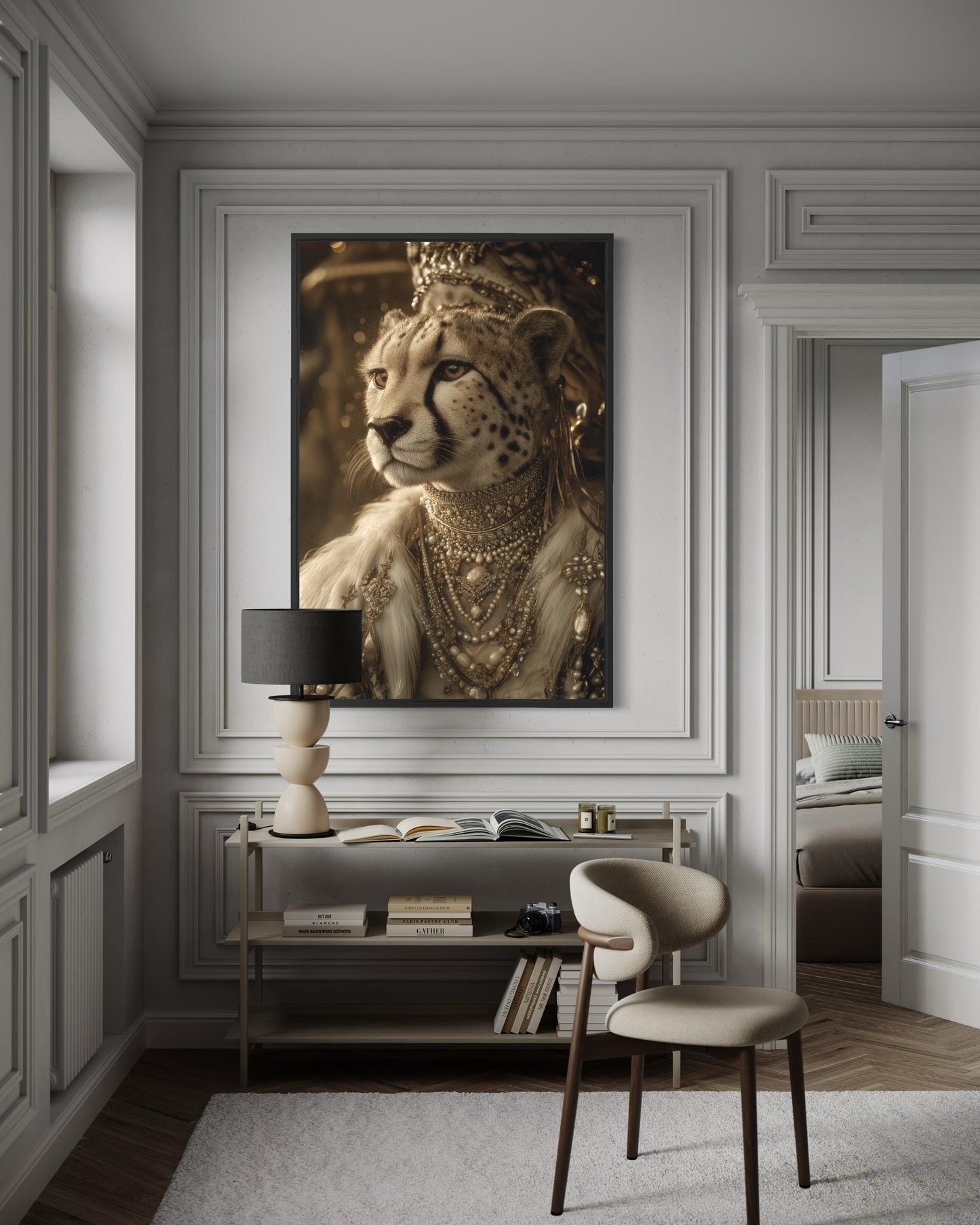 Royal Cheetah Queen With Crown And Jewellery Canvas Wall Art