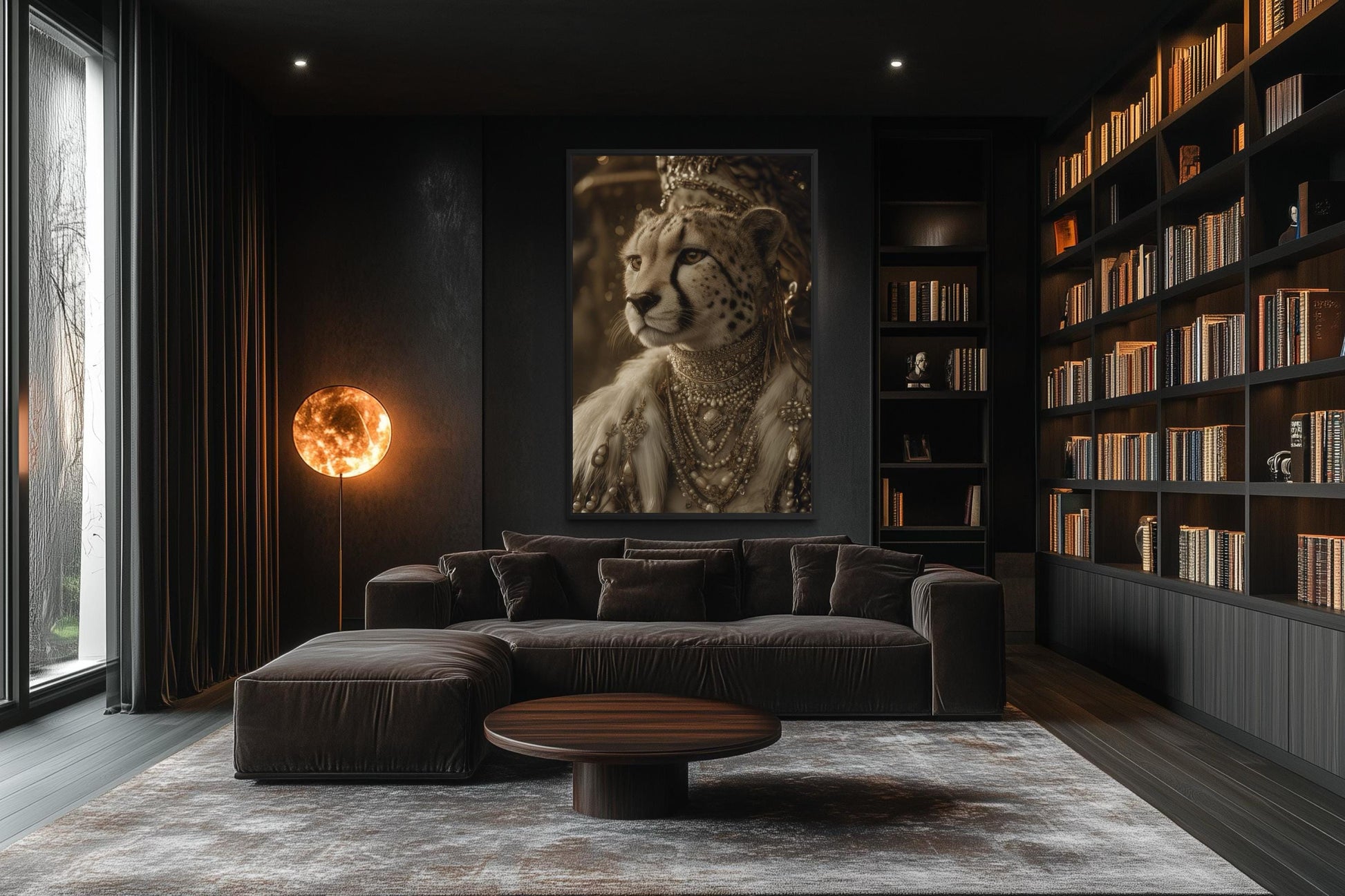 Royal Cheetah Queen With Crown And Jewellery Canvas Wall Art