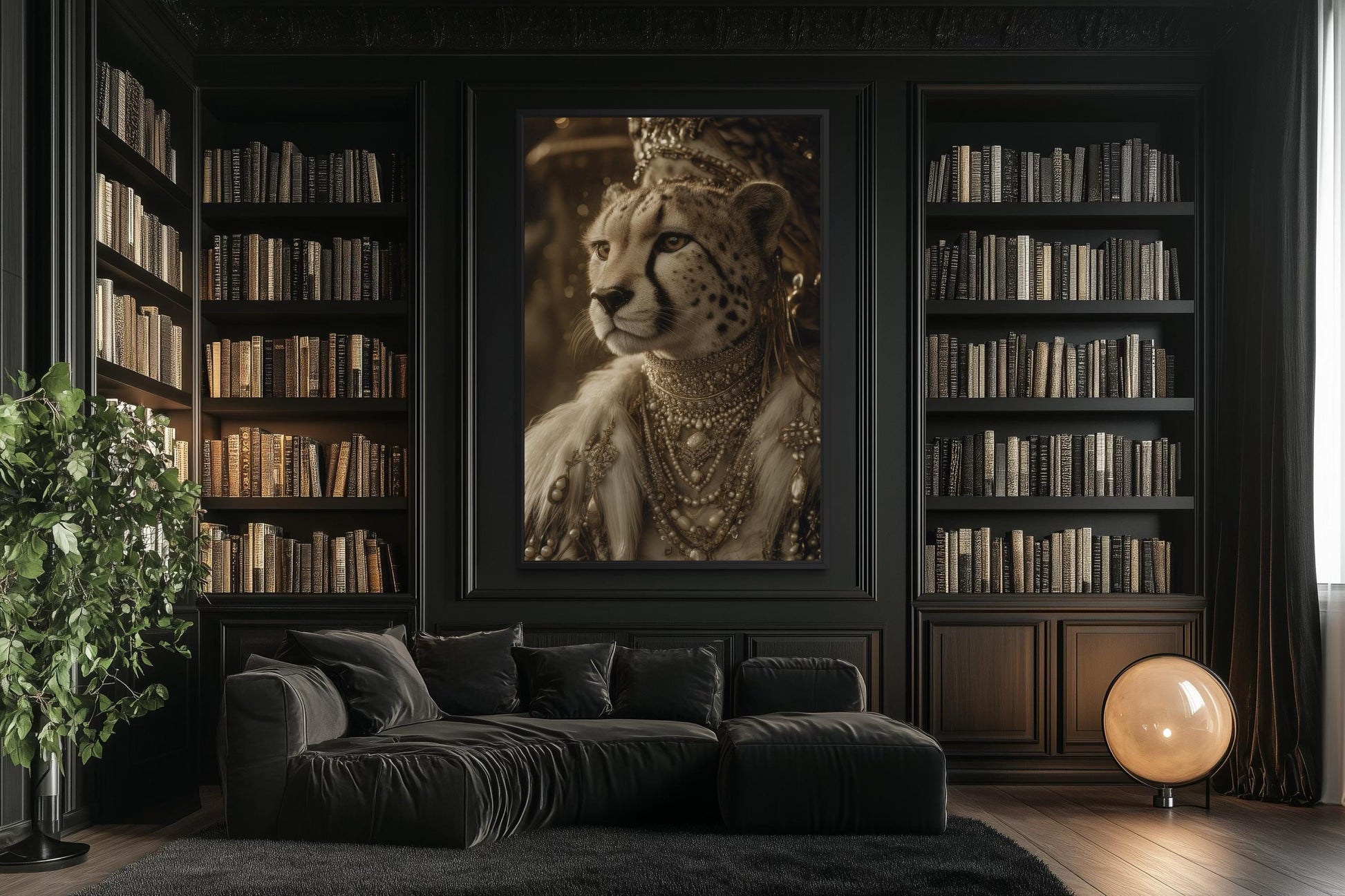 Royal Cheetah Queen With Crown And Jewellery Canvas Wall Art