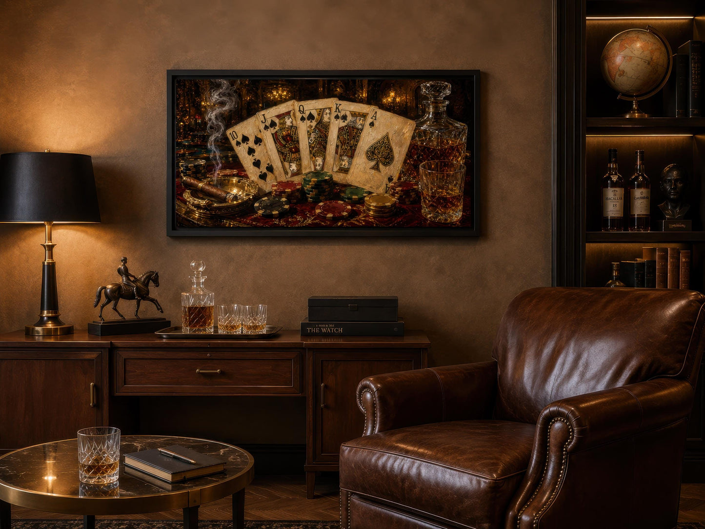 Royal Flush Poker Canvas Wall Art for Man Cave Or Game Room Decor