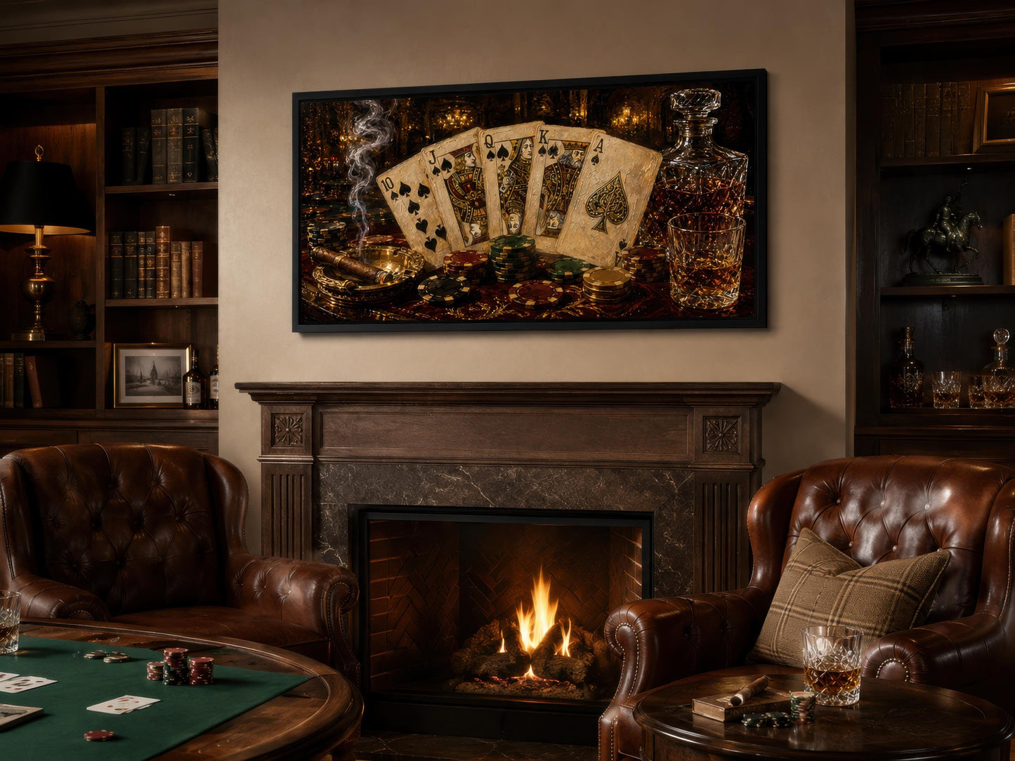 Royal Flush Poker Canvas Wall Art for Man Cave Or Game Room Decor