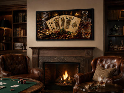 Royal Flush Poker Canvas Wall Art for Man Cave Or Game Room Decor