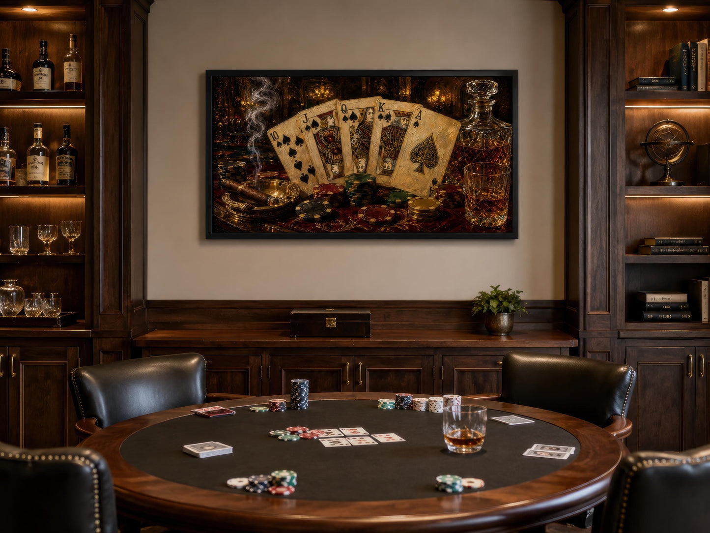 Royal Flush Poker Canvas Wall Art for Man Cave Or Game Room Decor